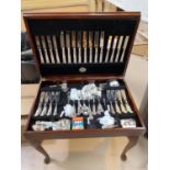 A canteen of King's pattern cutlery, 8 setting, in reproduction table/box