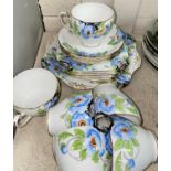 An early 20th century Grafton China part tea service decorated with blue flowers