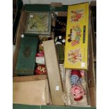 A Pelham puppet "Perkie", boxed; a selection of tins and collectables