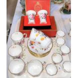 A six setting Royal Crown Derby Posies cups & saucers; 6 Royal Crown Derby Posies boxed egg cups and