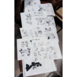A large selection of Disney animated character model sheets photocopied including Mickey, Minnie,