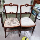 A pair of William IV mahogany dining chairs; a set of 3 Edwardian bedroom chairs