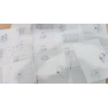 A Cartwyn Cymru Productions pencil sketch sequence from Toucan Tecs with owl landing, 16 drawings