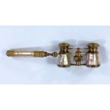 A 19th century French pair of opera glasses in gilt metal and mother-of-pearl