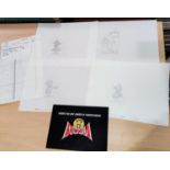 Cosgrove Hall Productions pencil animation sketches, one of Nanny and Igor and 4 other sketches of