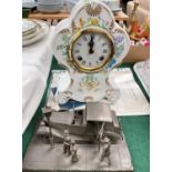 A Franklin Mint Clock, Flowers and the Hours with detailed paperwork; A Franklin Mint pewter model