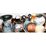 A selection of vases; stoneware studio pottery; etc.
