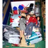 Three 1960's Sindy dolls:  Sindy, Paul & Patch; and Tressy, with a large selection of clothes and