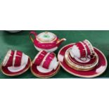 A Wedgewood 'Ulander' part tea service with pink & gilt decorations etc.