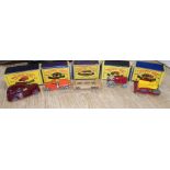 Five originally boxed Matchbox Moko Lesney diecast vehicles No.4, No.15, No.16, No.17 and No.18