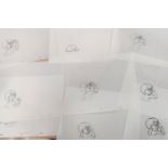 A selection of Cosgrove Hall Productions animator sketches of a sequence from The BFG of Sophie in a