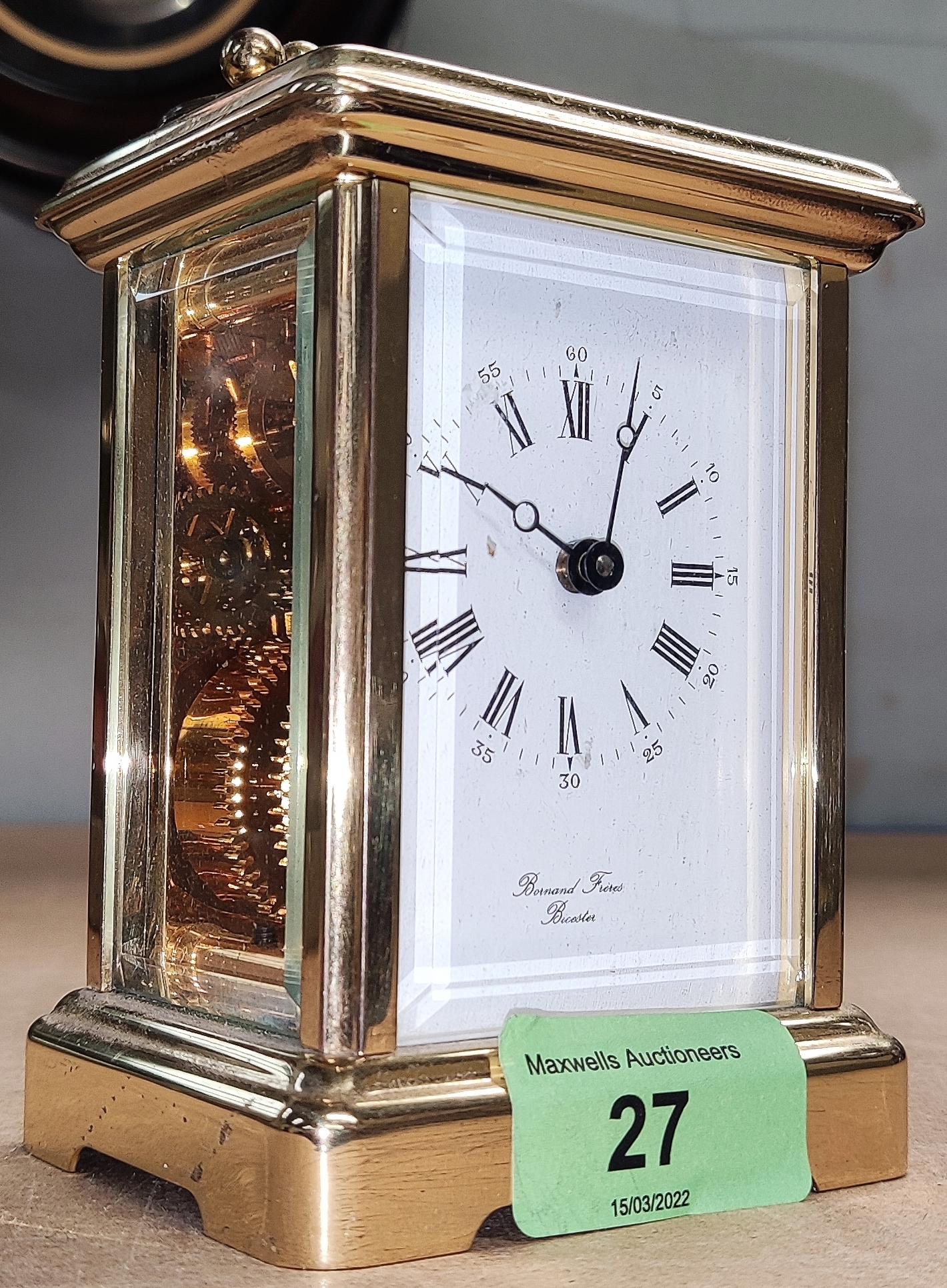 A modern brass carriage clock by Bernard Frères