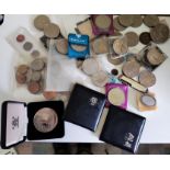 A selection of commemorative coins, medals etc