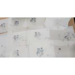 A Cartwyn Cymru Productions pencil sketch sequence from Toucan Tecs of Zac sitting down, 10 drawings