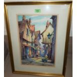 George Ayling:  The Shambles, watercolour, signed, 40 x 27 cm, framed and glazed (one of 6 designs