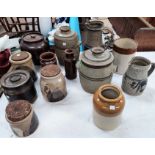 Two studio Pottery covered jars by John Winter and other studio pottery and stoneware