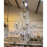 A French 6 branch chandelier with extensive glass drops etc (re-wired), height 82cm (without
