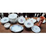 A Coalport gilt and polychrome floral dessert service etc