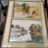 E W Hazlehurst:  River landscapes, pair of watercolours, 24 x 33 cm, framed and glazed
