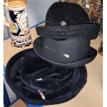 A musical stein; 4 vintage hats with hatpins