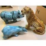 A selection of large pottery china animals and other decorative china including 12 collectors' 'cat'