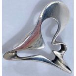 Georg Jensen: A modernist silver amoeba brooch, stamped Georg Jensen 9255 Denmark No/324 (4cm at