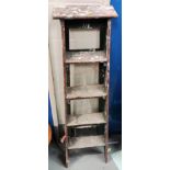 A pair of5 tread vintage pine step ladders (for decorative / display use ONLY)