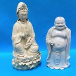 A Chinese Blanc de Chine figure of a seated Buddha ht. 26cm seal mark to back and a similar