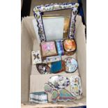 A cloisonné photo frame; similar boxes