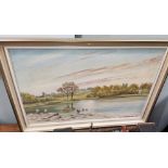 J.Constable-Parnell, river landscape, oil on board, signed, 49 x74cm, framed