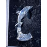 Swarovski Silver Crystal Dolphin Maxi, in original box and case, a dolphin riding the wave design by