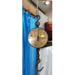 A brass faced Salters 200lb hanging scale