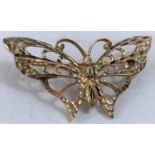 A 9ct gold butterfly brooch, 2.9gms