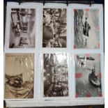 A large collection of vintage postcards in album mainly ocean liners and ships and various loose