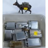 A novelty table lighter in the form of a deer and other vintage cigarette lighters