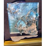 Originally boxed Swarovski Community Clear 2007 Heinz Tabertshofer Ref. 854651 3 fish swimming