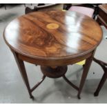 An Edwardian, inlaid rosewood circular occasional table with circular shelf underneath, on