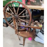 A 19th century fruitwood spinning wheel (requires restoration)