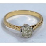 An 18ct hallmarked gold old cut diamond solitaire, stone approx. 0.4carat, 3gms size P