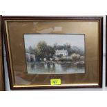 Henry Measham RCA; 'Bakewell Bridge', 'Haddon Hall on the Wye', pair of water colours framed and