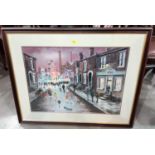 Brian McMullen: Fairground outside pub The Oak 39x54cm framed and glazed