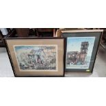 Albin Trowski:- Northern scene watercolour of clock tower, framed and glazed, signed and dated