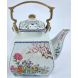 A 20th century Japanese porcelain teapot decorated in polychrome