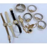 A Rotary 9ct hallmarked gold ladies wristwatch on expandable strap;a Waltham ladies wristwatch and