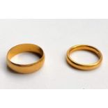 Two 22 carat hallmarked gold wedding rings, 8gm