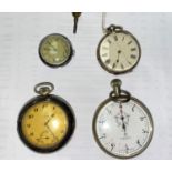 Two pocket watches, a stopwatch and another watch