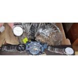 A selection of gent's watches, commemorative crowns and bric a brac