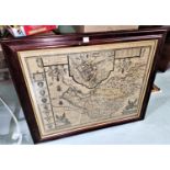 A framed antique style map of Cheshire