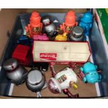 A vintage Japanese Buddy Coca-Cola truck; a selection of windup toys:  V.I.N.Cent LF 396; etc.