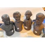 Four Wedgwood black basalt figures of American presidents:  George Washington; Abraham Lincoln;